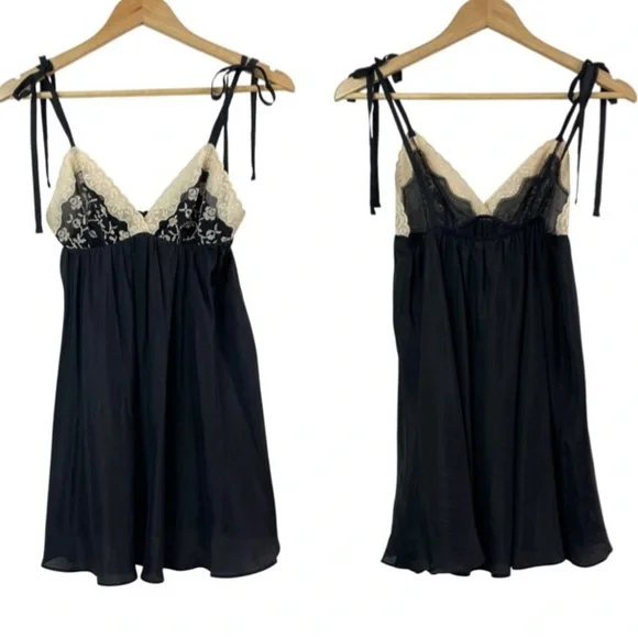 NWT Victoria’s Secret Lace Silk Babydoll Bow Romantic Lingerie Slip Dress Small - Picture 15 of 15